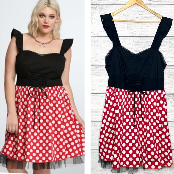 torrid Dresses & Skirts - NWT Torrid Minnie Mouse Black & Red Polka Dot Sleeveless Skater Dress Size 18
